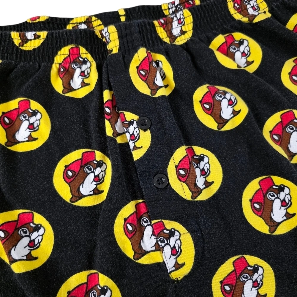 Buc-ee’s Beaver Logo Boxer Shorts Men’s Large Black Cotton Lounge Sleepwear